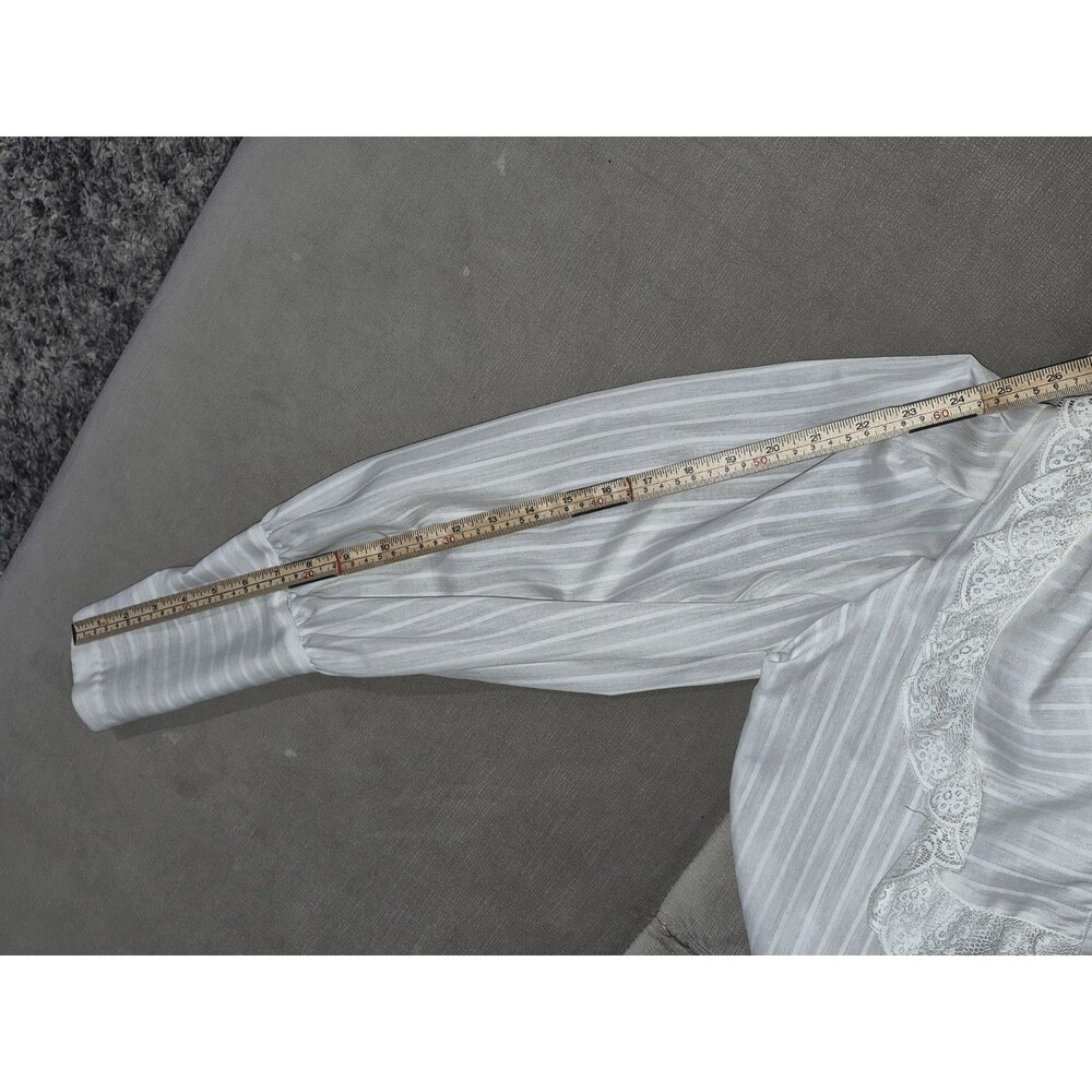 Vintage 70s Victorian Prairie Lace Blouse Neiman Marcus ILGWU White Sheer Top 8 - Picture 13 of 16